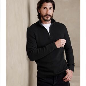 Banana republic Black mock neck ribbed 1/4 zip